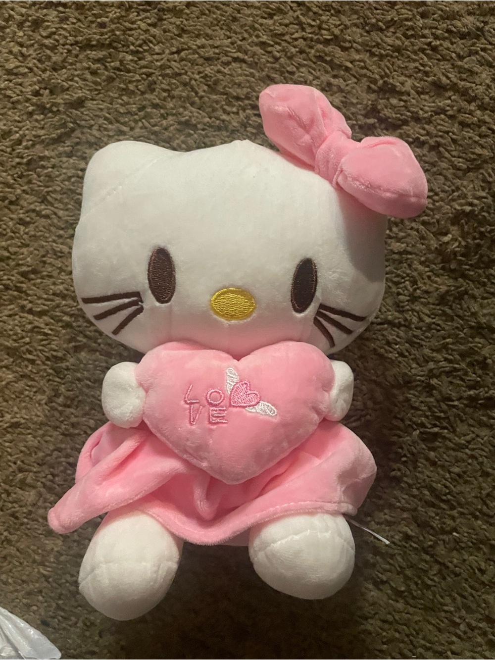 Hello Kitty Pink and White Plush Doll with Heart
